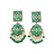 Oversized Indian Jhumka Earrings – Square Stud Jhumki, Ethnic Chandbali with Floral Print & Faux Pearls – Bollywood Dangle Jewelry for Women, Bride & Birthday Gift